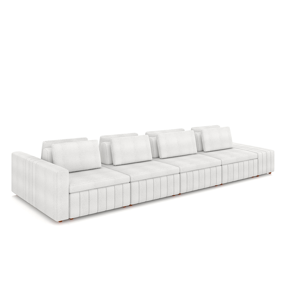 Sofá Ilha com Encosto e Almofadas Móveis Olimpo 505cm Modulado Bouclê Branco G45 - Gran Belo