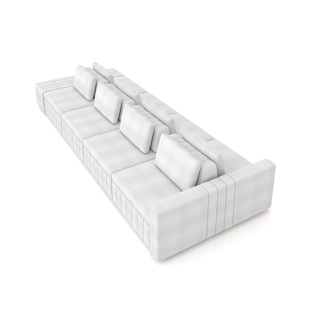 Sofá Ilha com Encosto e Almofadas Móveis Olimpo 505cm Modulado Bouclê Branco G45 - Gran Belo