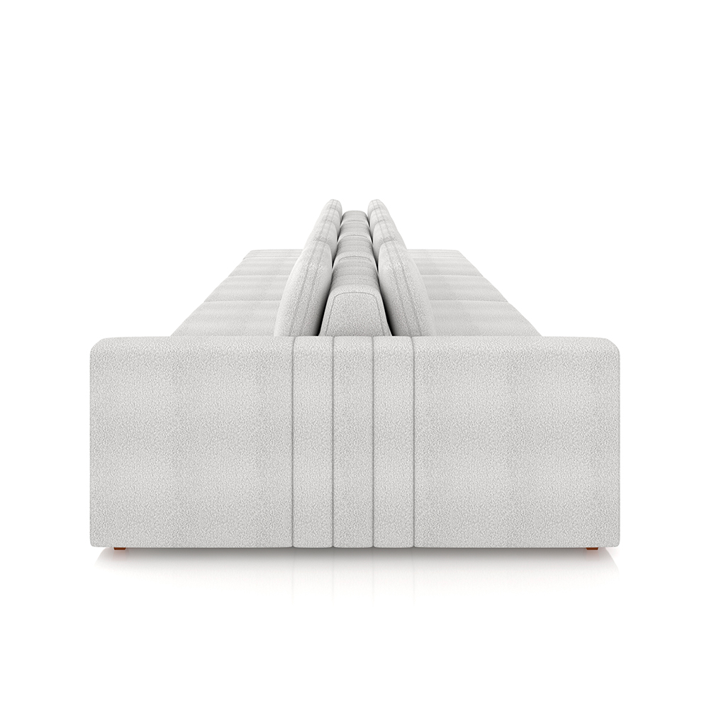 Sofá Ilha com Encosto e Almofadas Móveis Olimpo 505cm Modulado Bouclê Branco G45 - Gran Belo