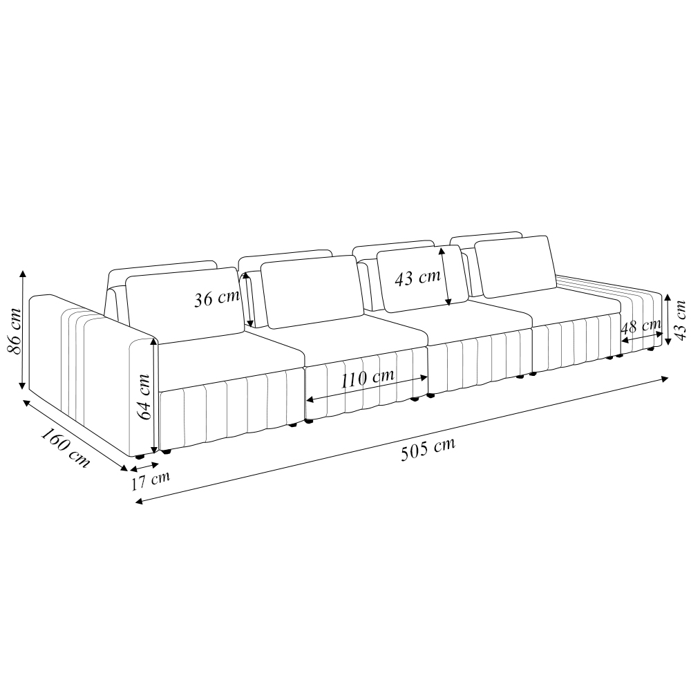 Sofá Ilha com Encosto e Almofadas Móveis Olimpo 505cm Modulado Linho Verde G45 - Gran Belo