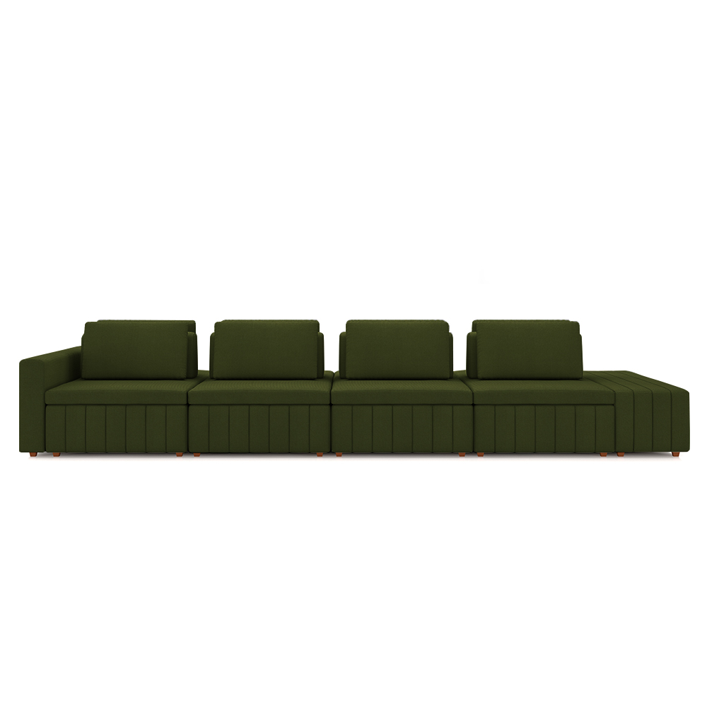 Sofá Ilha com Encosto e Almofadas Móveis Olimpo 505cm Modulado Linho Verde G45 - Gran Belo