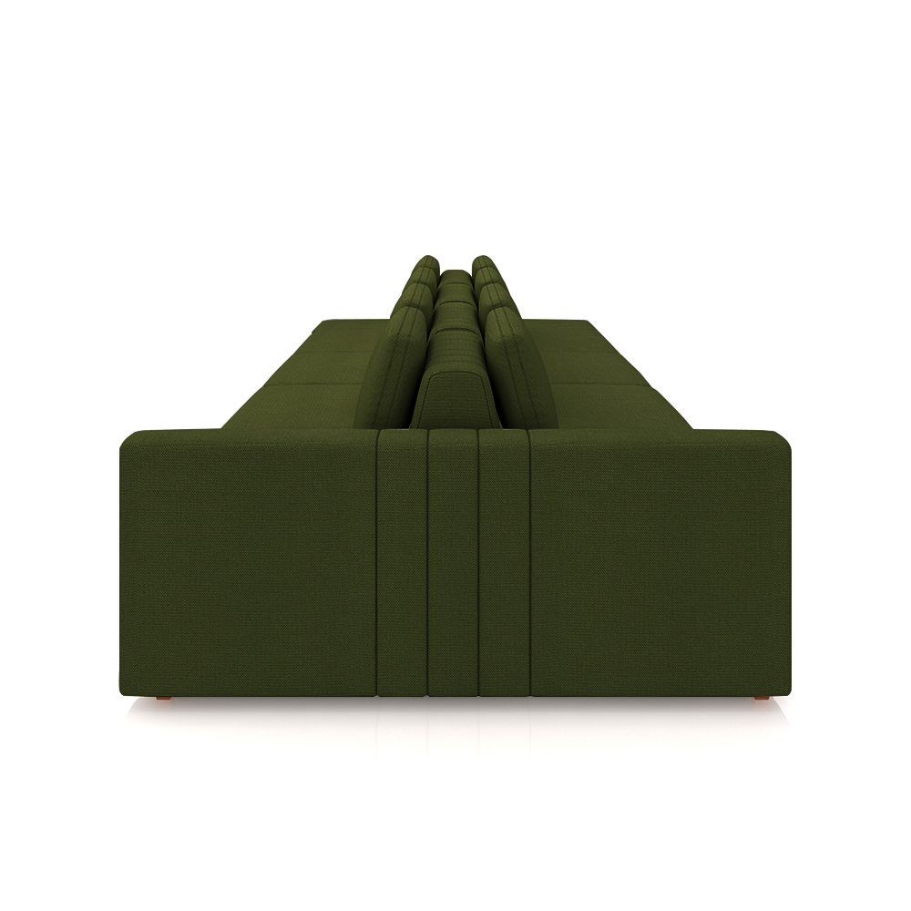 Sofá Ilha com Encosto e Almofadas Móveis Olimpo 505cm Modulado Linho Verde G45 - Gran Belo