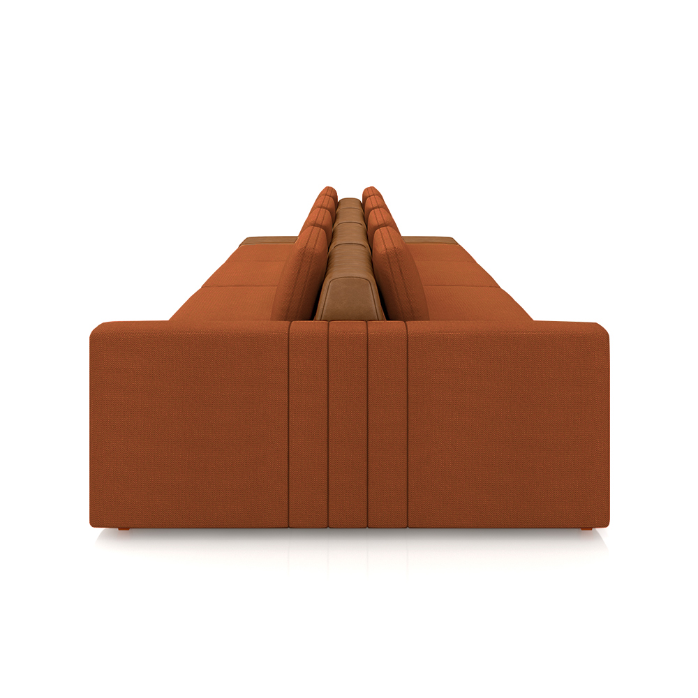Sofá Ilha com Encosto e Almofadas Móveis Olimpo 505cm Modulado Linho/PU Terracota/Caramelo G45 - Gran Belo