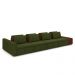 Sofá Ilha com Encosto e Almofadas Móveis Olimpo 505cm Modulado Linho/PU Verde/Marrom G45 - Gran Belo