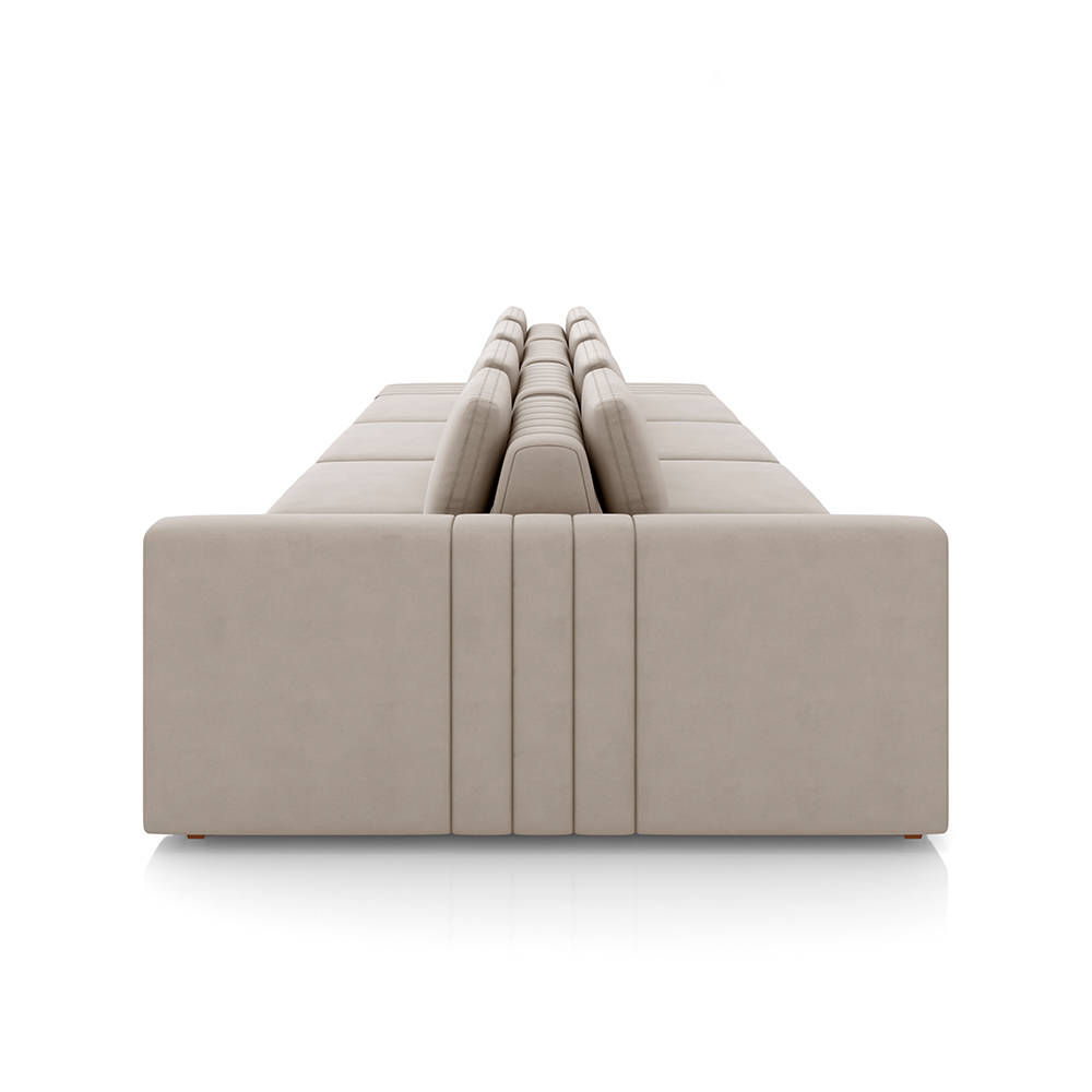 Sofá Ilha com Encosto e Almofadas Móveis Olimpo 505cm Modulado Veludo Bege G45 - Gran Belo