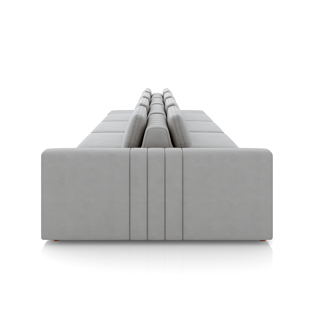 Sofá Ilha com Encosto e Almofadas Móveis Olimpo 505cm Modulado Veludo Cinza G45 - Gran Belo