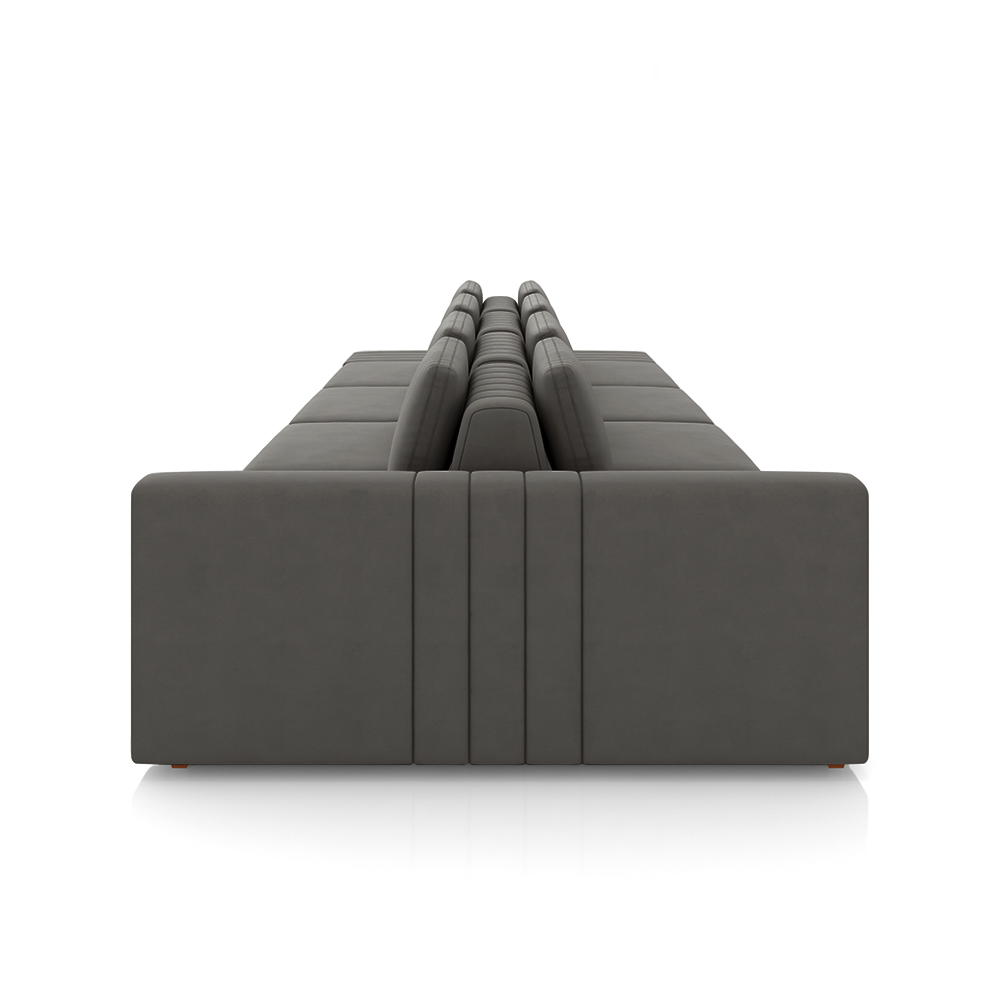 Sofá Ilha com Encosto e Almofadas Móveis Olimpo 505cm Modulado Veludo Grafite G45 - Gran Belo
