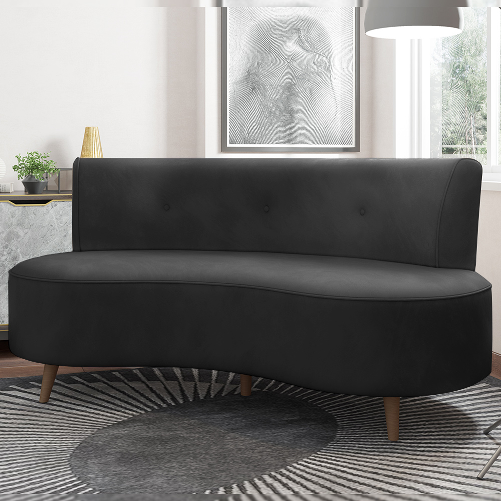 Sofá Living 2 Lugares 135cm Aang Pés Palito Veludo Grafite G33 - Gran Belo