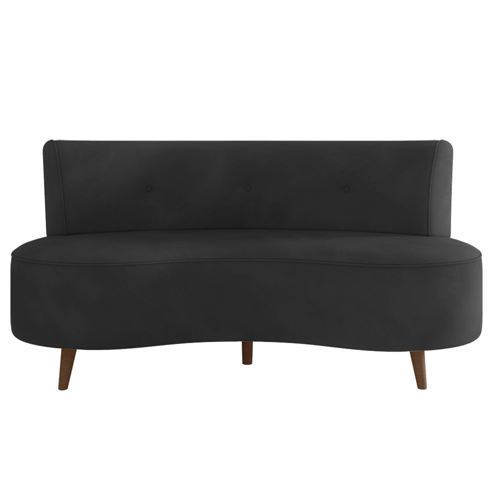 Sofá Living 2 Lugares 135cm Aang Pés Palito Veludo Grafite G33 - Gran Belo