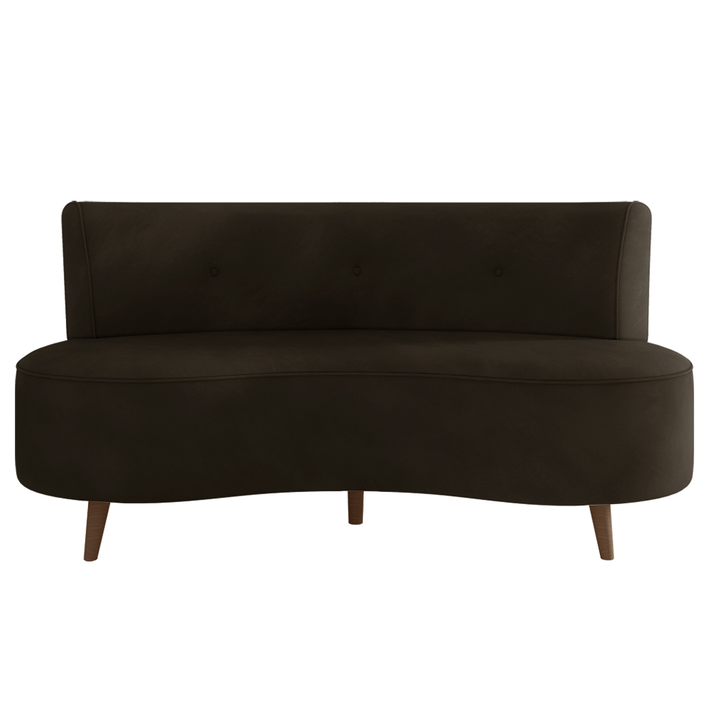 Sofá Living 2 Lugares 135cm Aang Pés Palito Veludo Marrom G33 - Gran Belo