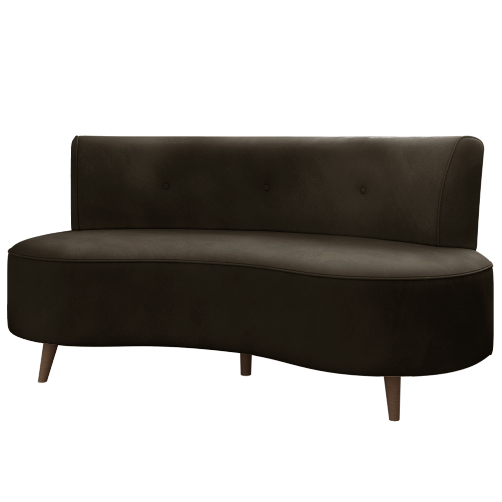 Sofá Living 2 Lugares 135cm Aang Pés Palito Veludo Marrom G33 - Gran Belo