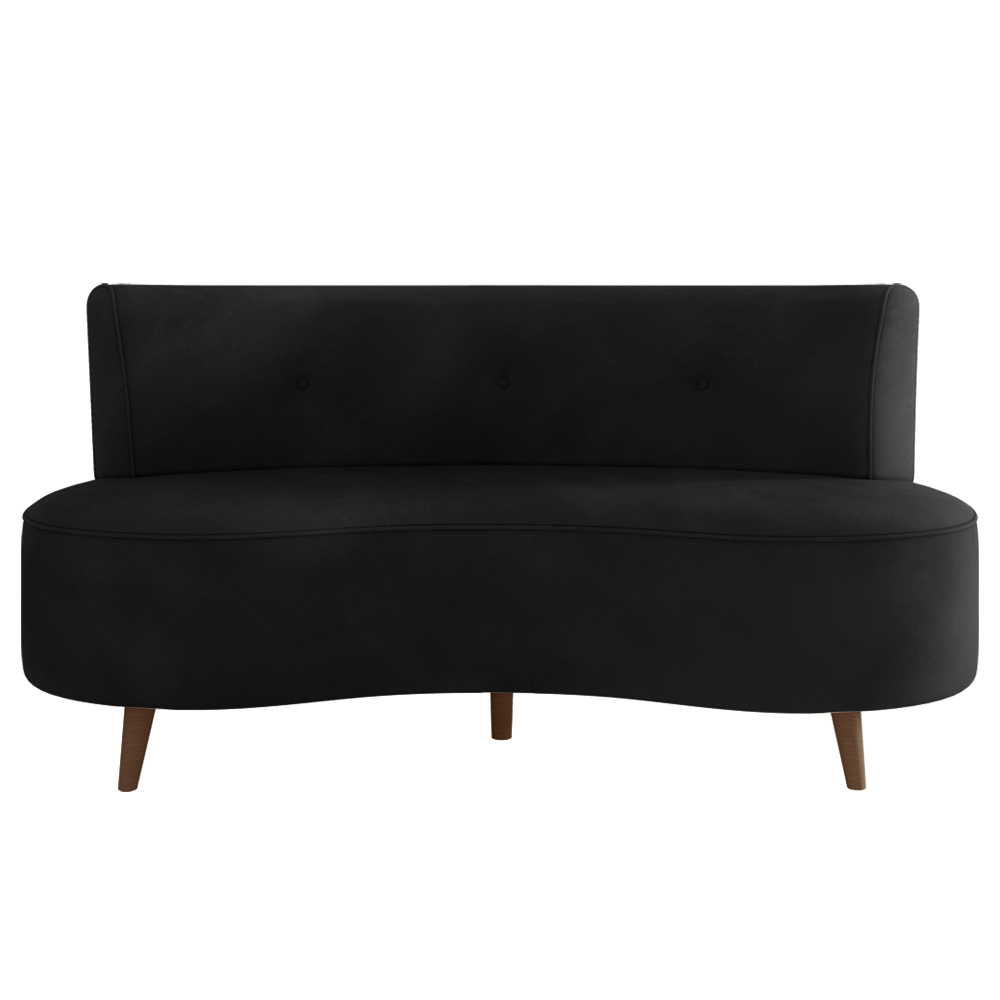 Sofá Living 2 Lugares 135cm Aang Pés Palito Veludo Preto G33 - Gran Belo