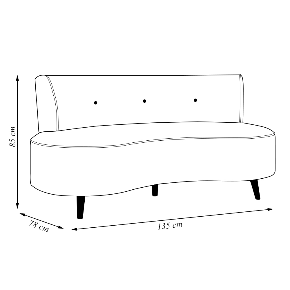 Sofá Living 2 Lugares 135cm Aang Pés Palito Veludo Preto G33 - Gran Belo