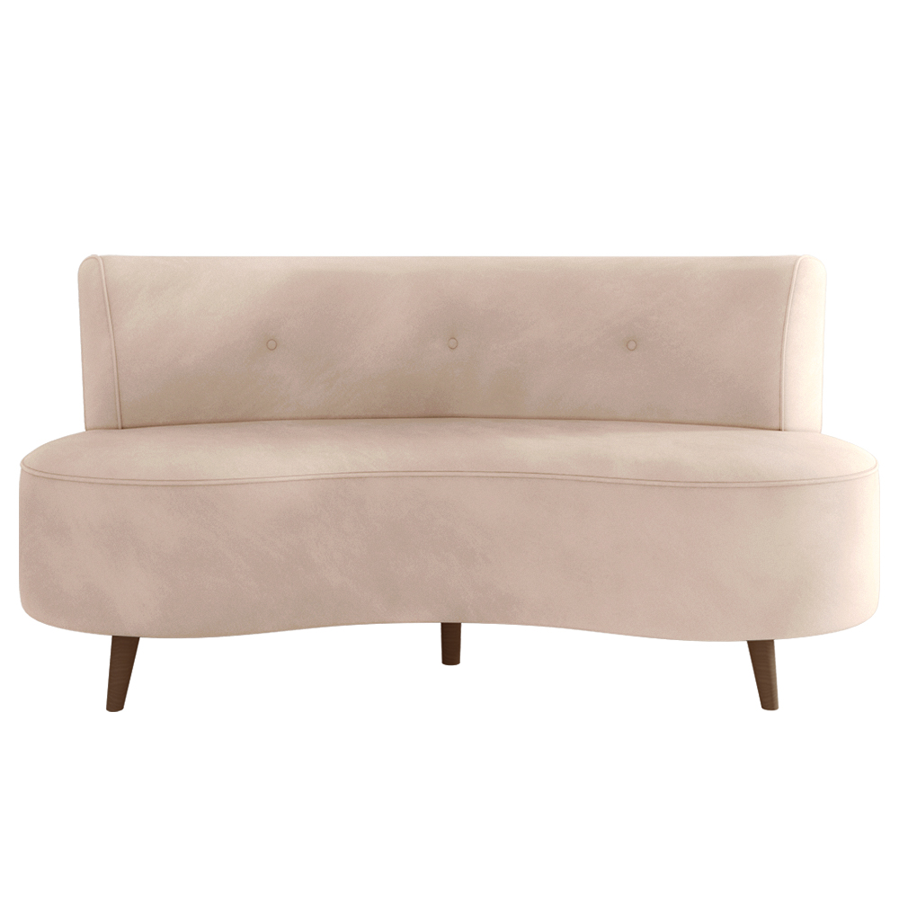 Sofá Living 2 Lugares 135cm Aang Pés Palito Veludo Rosê G33 - Gran Belo