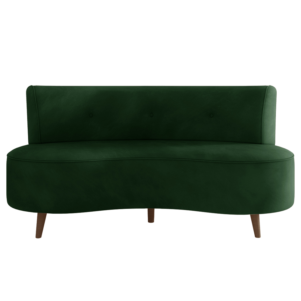 Sofá Living 2 Lugares 135cm Aang Pés Palito Veludo Verde G33 - Gran Belo