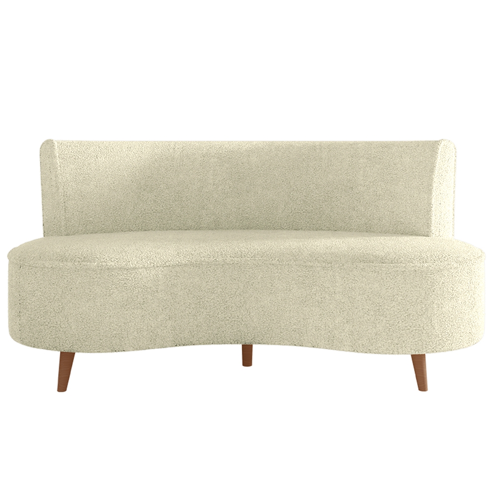 Sofá Living 2 Lugares 160cm Aang Pés Palito Bouclê Bege Claro G33 - Gran Belo