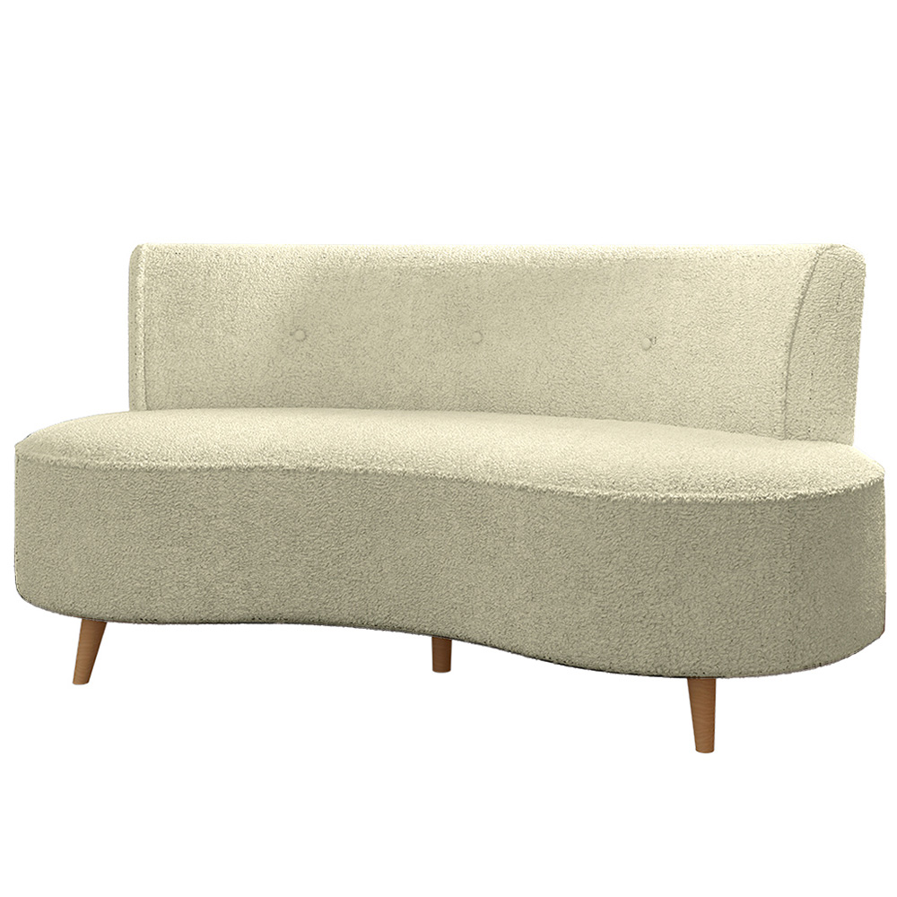 Sofá Living 2 Lugares 160cm Aang Pés Palito Bouclê Bege Claro G33 - Gran Belo