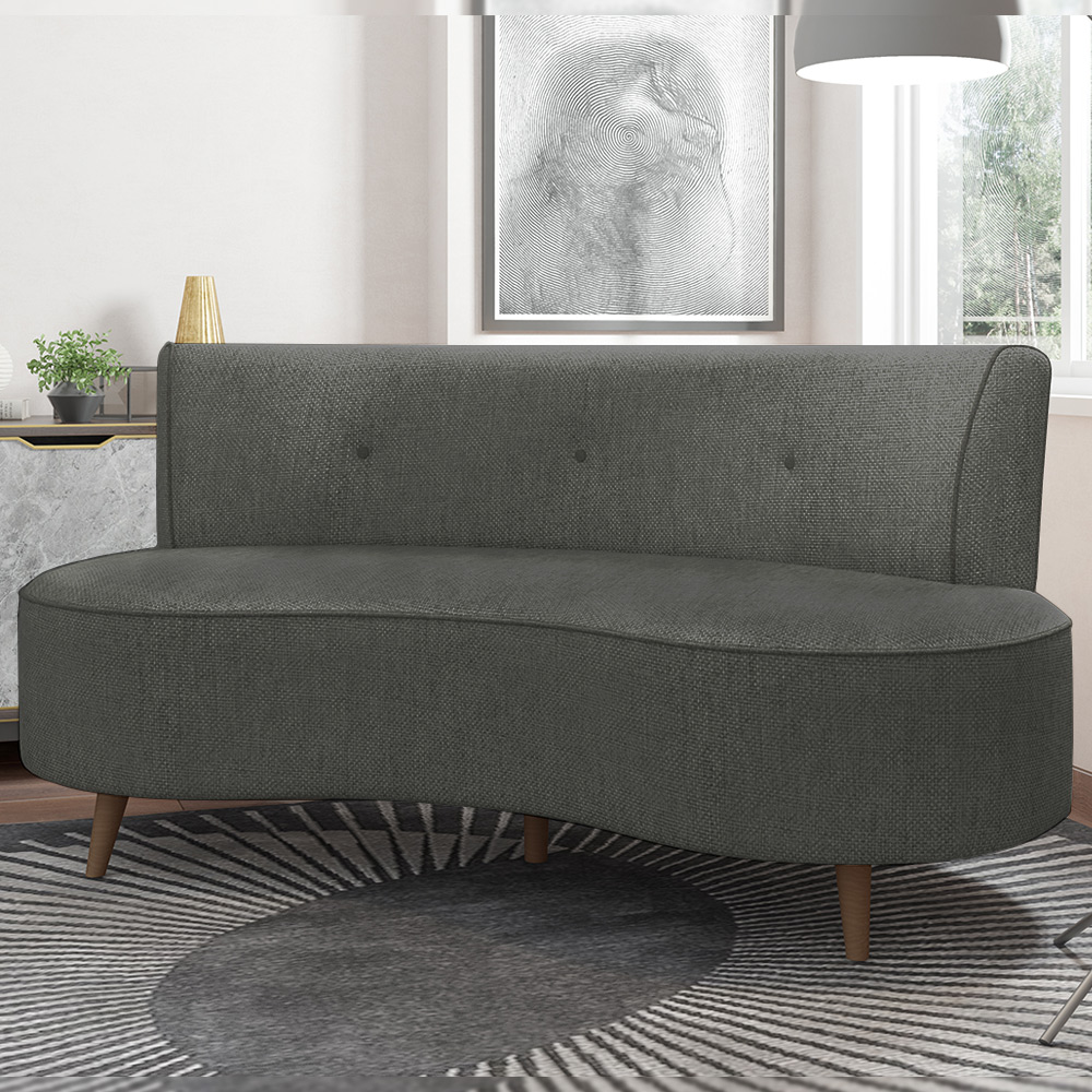 Sofá Living 2 Lugares 160cm Aang Pés Palito Linho Cinza Escuro G33 - Gran Belo