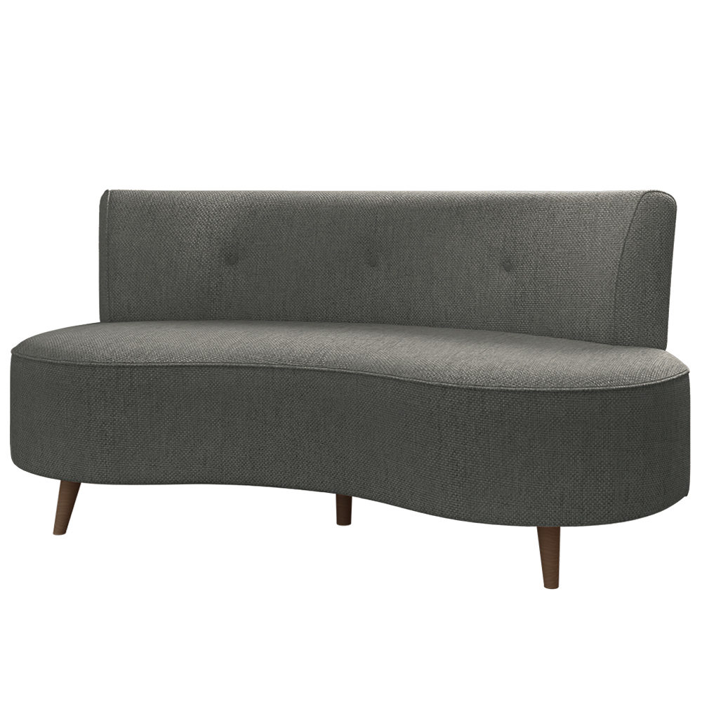 Sofá Living 2 Lugares 160cm Aang Pés Palito Linho Cinza Escuro G33 - Gran Belo