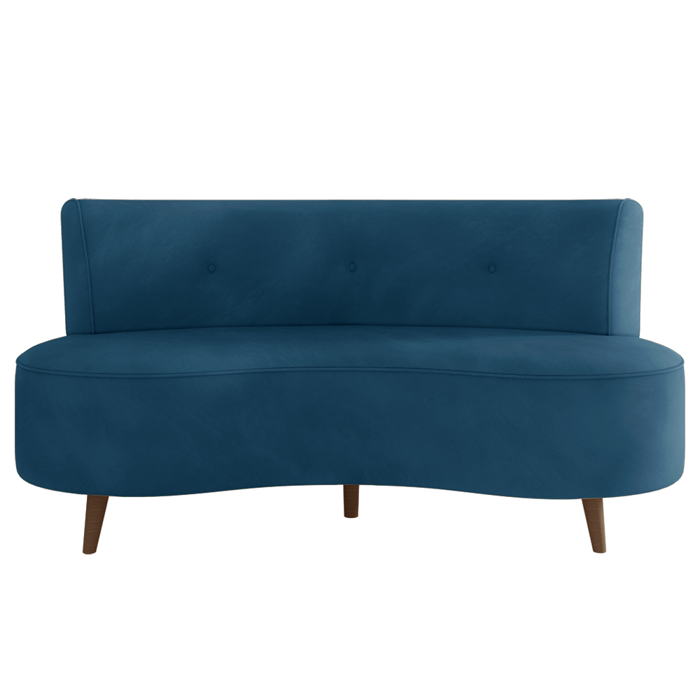 Sofá Living 2 Lugares 160cm Aang Pés Palito Veludo Azul Marinho G33 - Gran Belo