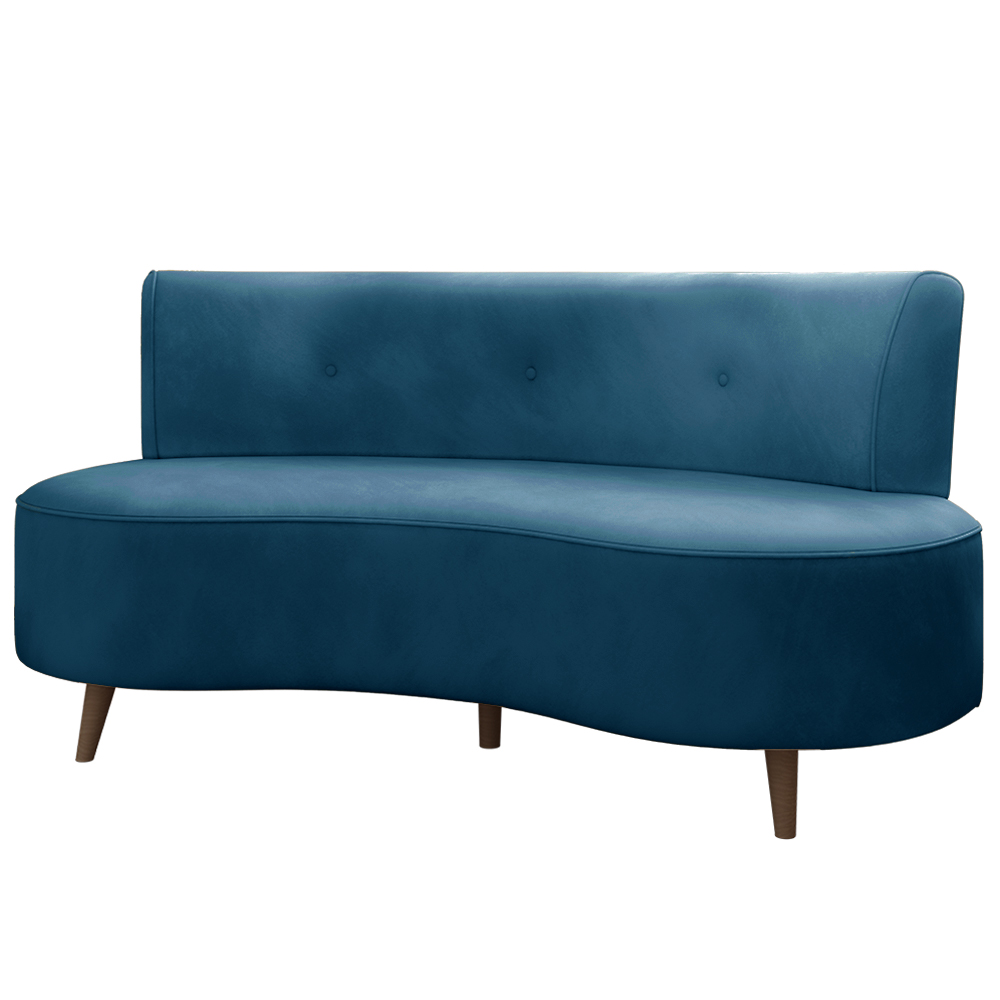 Sofá Living 2 Lugares 160cm Aang Pés Palito Veludo Azul Marinho G33 - Gran Belo