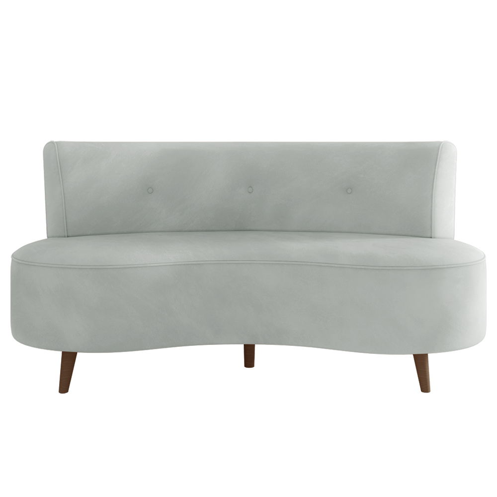 Sofá Living 2 Lugares 160cm Aang Pés Palito Veludo Cinza Claro G33 - Gran Belo