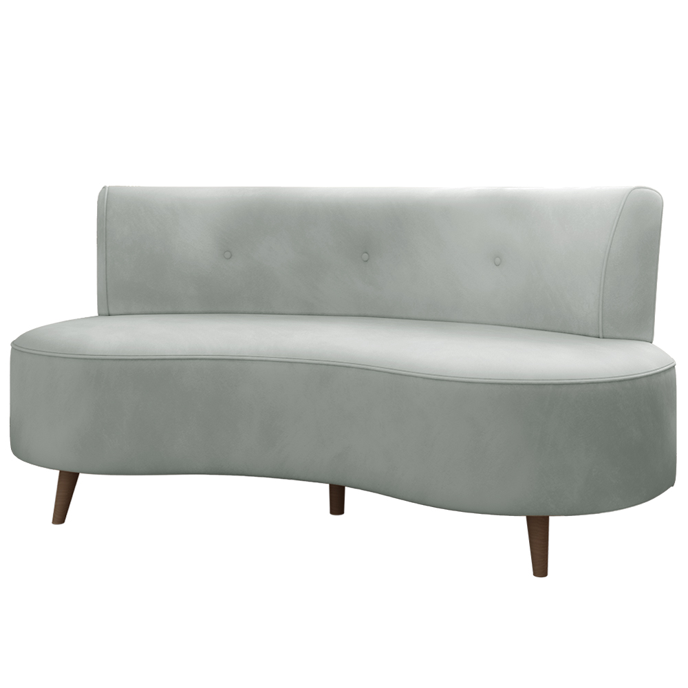 Sofá Living 2 Lugares 160cm Aang Pés Palito Veludo Cinza Claro G33 - Gran Belo