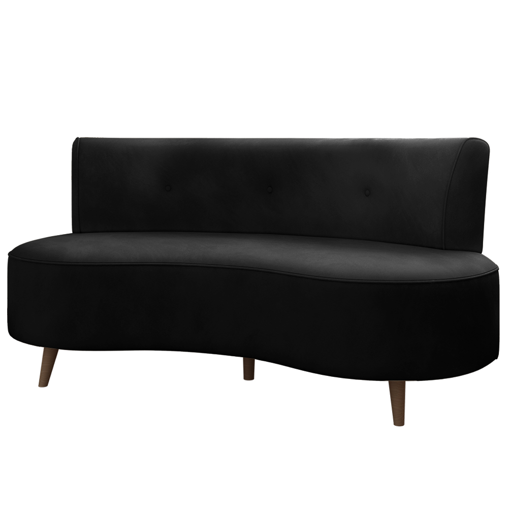 Sofá Living 2 Lugares 160cm Aang Pés Palito Veludo Preto G33 - Gran Belo
