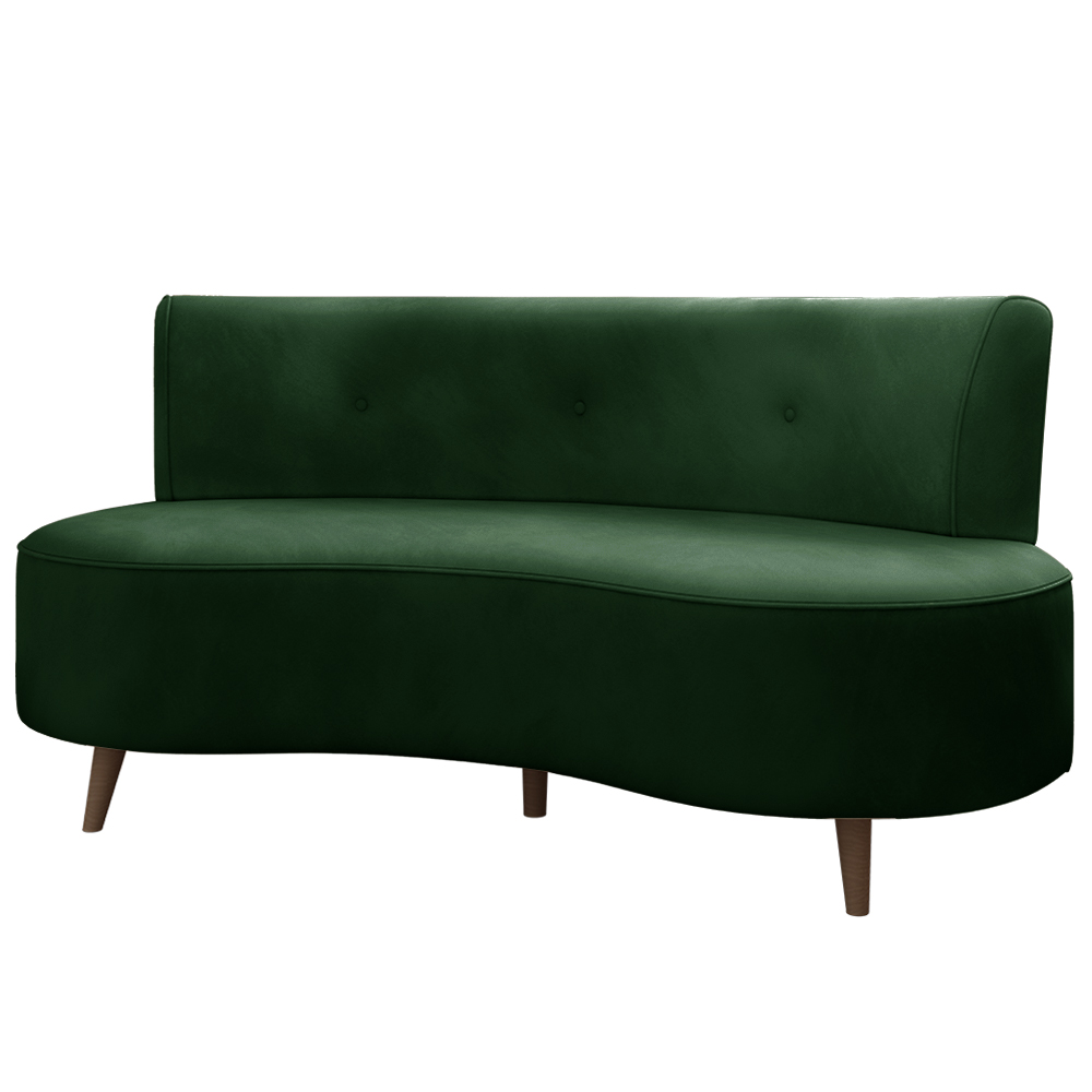 Sofá Living 2 Lugares 160cm Aang Pés Palito Veludo Verde G33 - Gran Belo