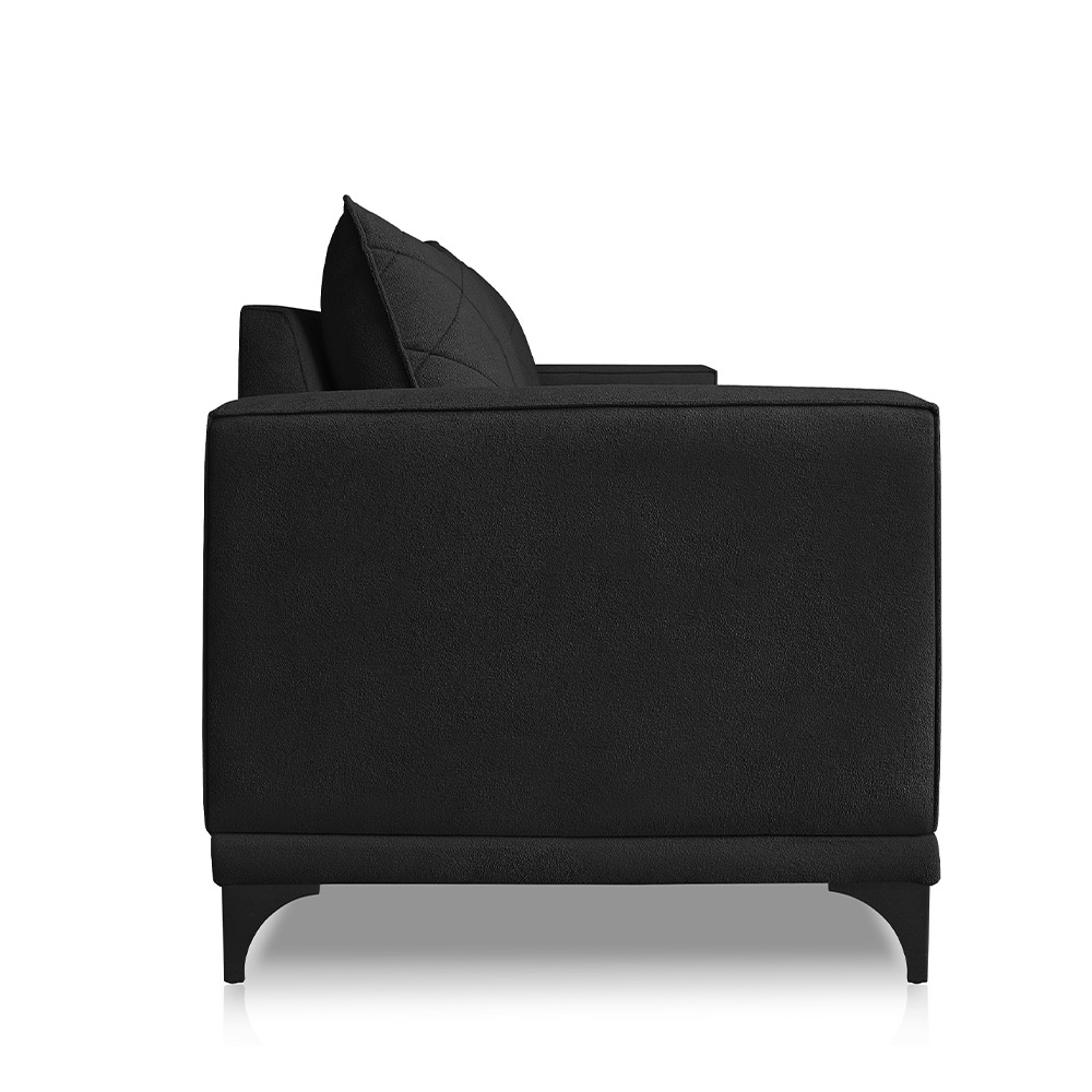 Sofá Living 2 Lugares com Pés de Ferro Almofadas Soltas 160cm Neso Bouclê Preto G63 - Gran belo
