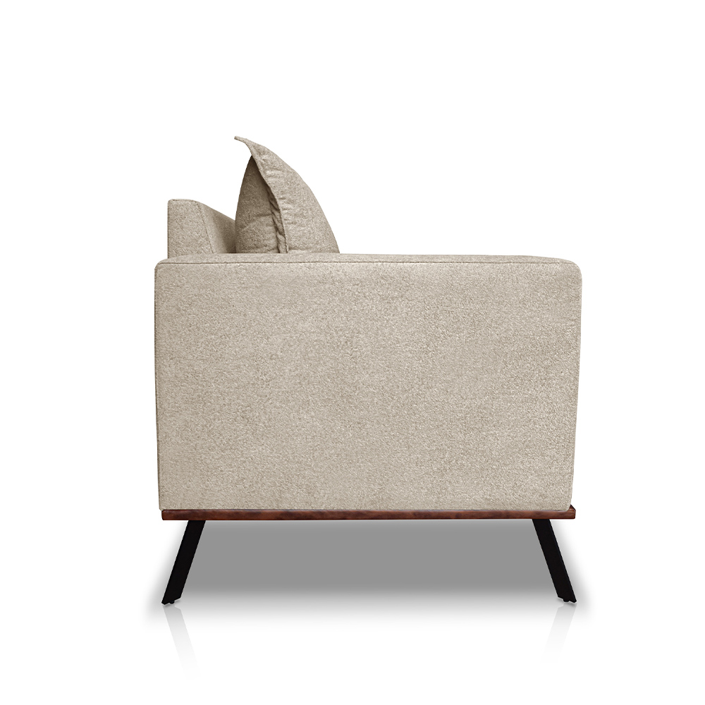 Sofá Living 2 Lugares com Pés de Ferro Almofadas Soltas 160cm Saiph Bouclê Bege G63 - Gran belo