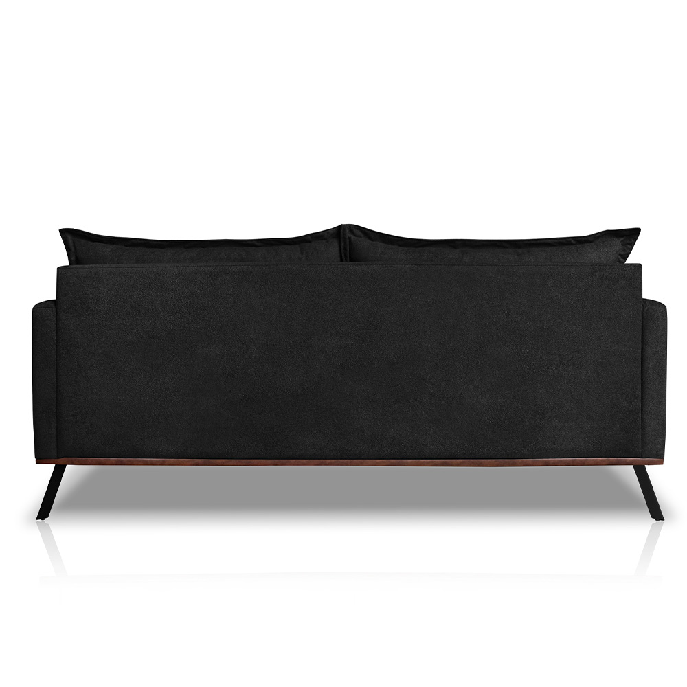 Sofá Living 2 Lugares com Pés de Ferro Almofadas Soltas 160cm Saiph Bouclê Preto G63 - Gran belo
