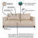 Sofá Living 2 Lugares com Pés de Ferro Almofadas Soltas 180cm Neso Bouclê Bege G63 - Gran belo