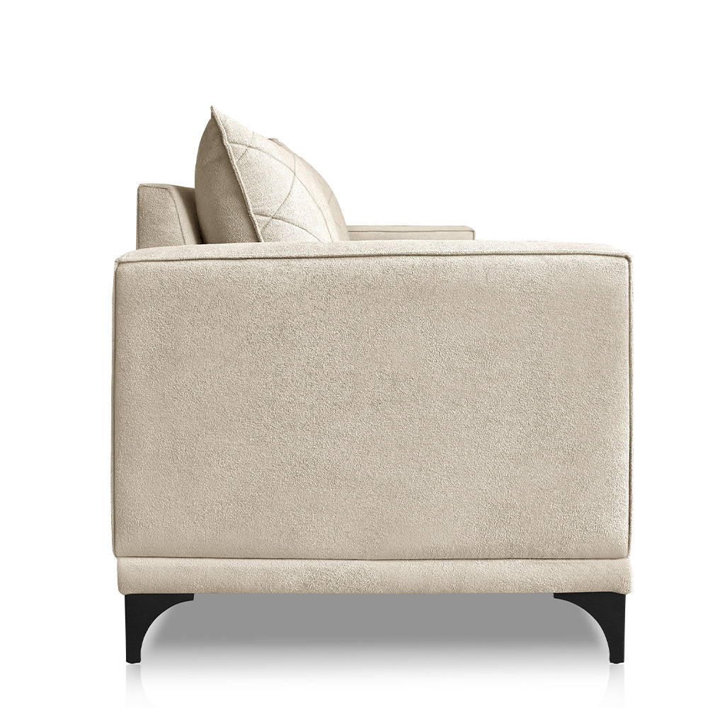 Sofá Living 2 Lugares com Pés de Ferro Almofadas Soltas 180cm Neso Bouclê Bege G63 - Gran belo