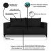 Sofá Living 2 Lugares com Pés de Ferro Almofadas Soltas 180cm Neso Bouclê Preto G63 - Gran belo