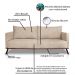 Sofá Living 2 Lugares com Pés de Ferro Almofadas Soltas 180cm Saiph Bouclê Bege G63 - Gran belo