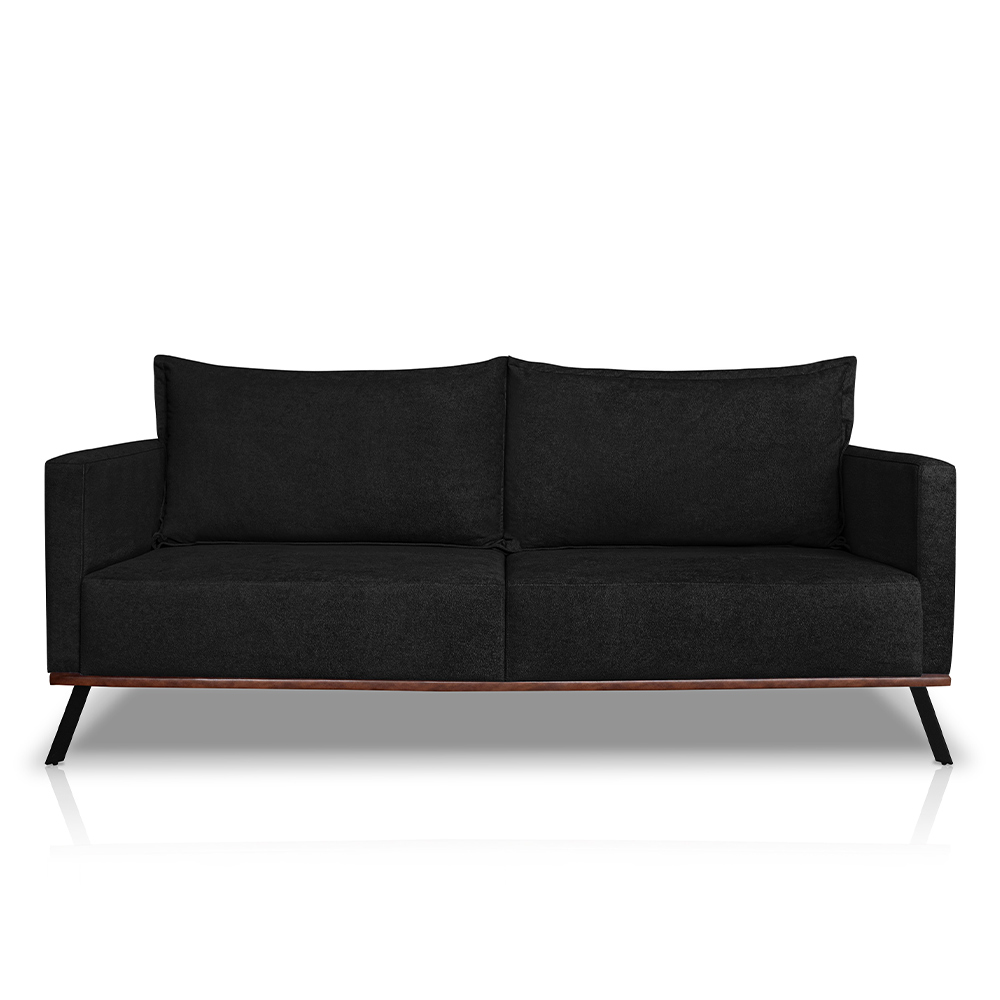 Sofá Living 2 Lugares com Pés de Ferro Almofadas Soltas 180cm Saiph Bouclê Preto G63 - Gran belo