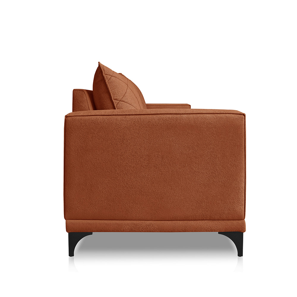 Sofá Living 2 Lugares com Pés de Ferro Almofadas Soltas 200cm Neso Bouclê Terracota G63 - Gran belo