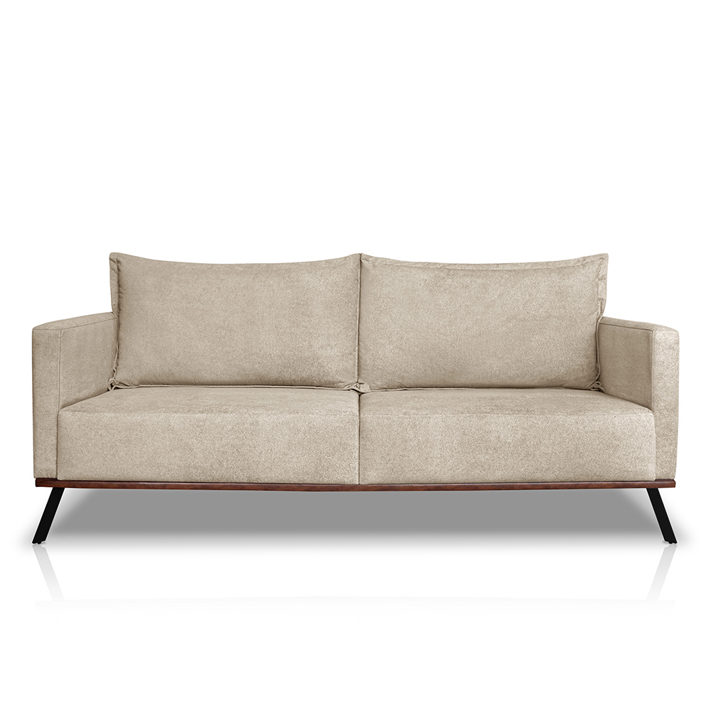 Sofá Living 2 Lugares com Pés de Ferro Almofadas Soltas 200cm Saiph Bouclê Bege G63 - Gran belo
