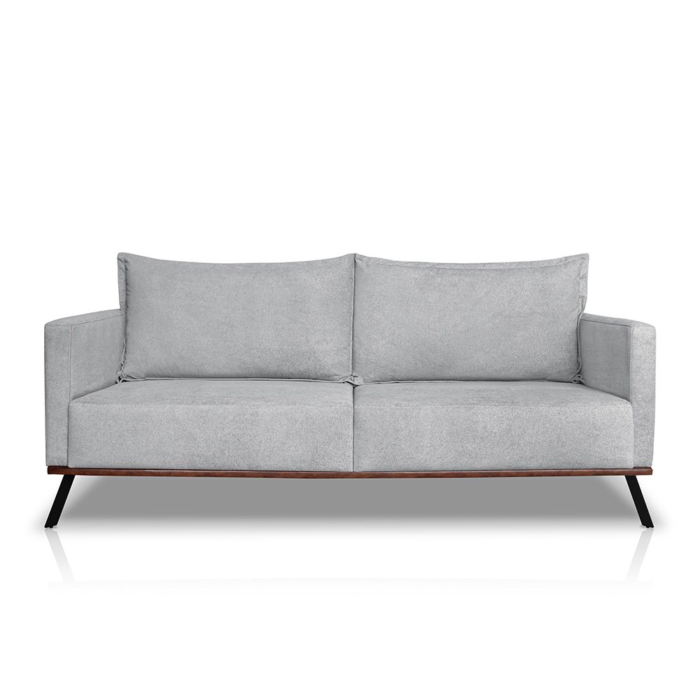 Sofá Living 2 Lugares com Pés de Ferro Almofadas Soltas 200cm Saiph Bouclê Cinza G63 - Gran belo