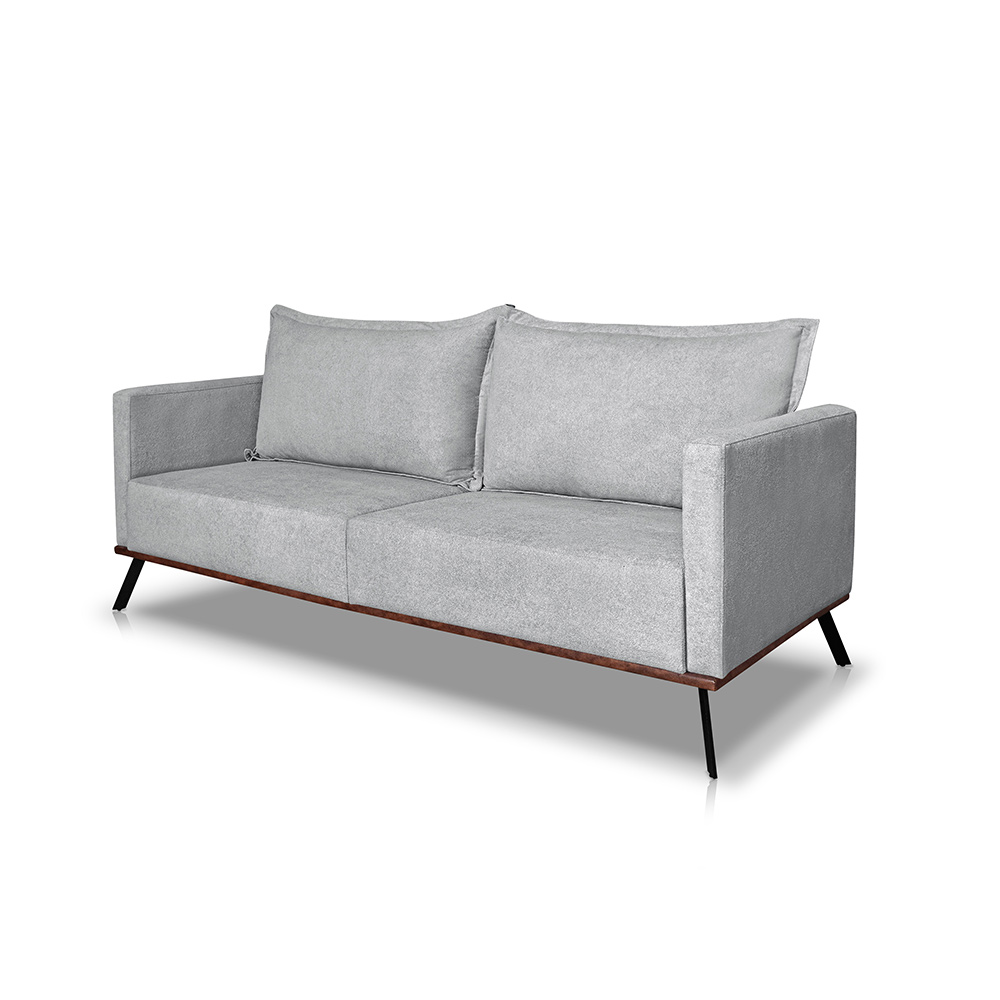 Sofá Living 2 Lugares com Pés de Ferro Almofadas Soltas 200cm Saiph Bouclê Cinza G63 - Gran belo