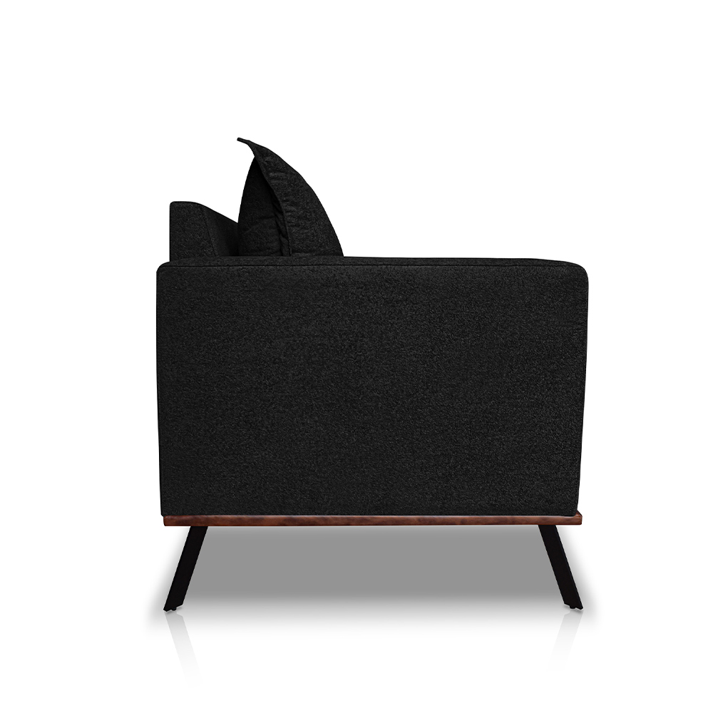 Sofá Living 2 Lugares com Pés de Ferro Almofadas Soltas 200cm Saiph Bouclê Preto G63 - Gran belo