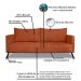 Sofá Living 2 Lugares com Pés de Ferro Almofadas Soltas 200cm Saiph Bouclê Terracota G63 - Gran belo