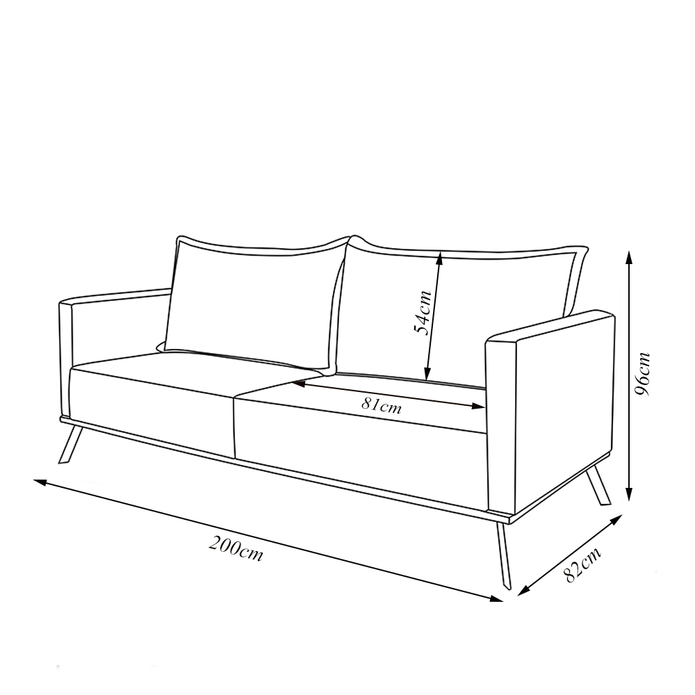 Sofá Living 2 Lugares com Pés de Ferro Almofadas Soltas 200cm Saiph Bouclê Terracota G63 - Gran belo