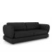 Sofá Living 3 Lugares 225cm Pés Madeira Dalian Couro Preto G52 - Gran Belo