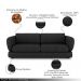 Sofá Living 3 Lugares 225cm Pés Madeira Dalian Couro Preto G52 - Gran Belo