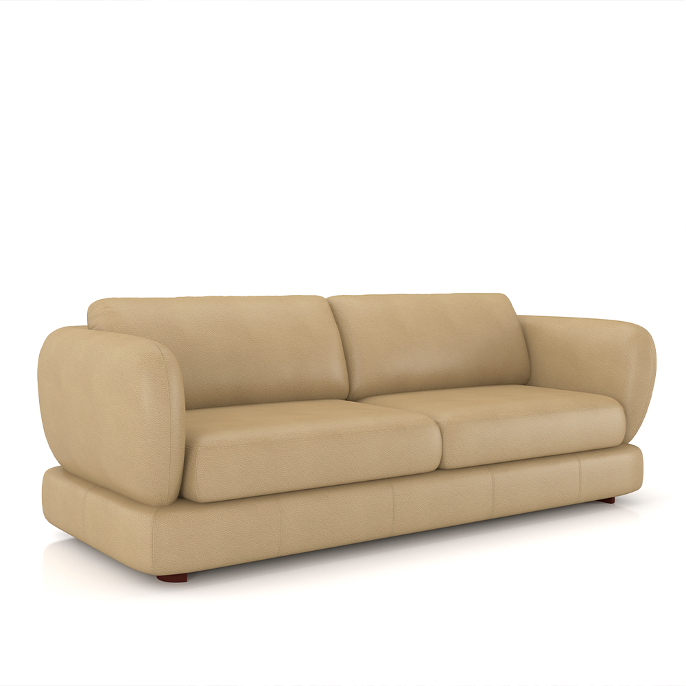 Sofá Living 3 Lugares 245cm Pés Madeira Dalian Couro Bege G52 - Gran Belo
