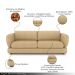 Sofá Living 3 Lugares 245cm Pés Madeira Dalian Couro Bege G52 - Gran Belo