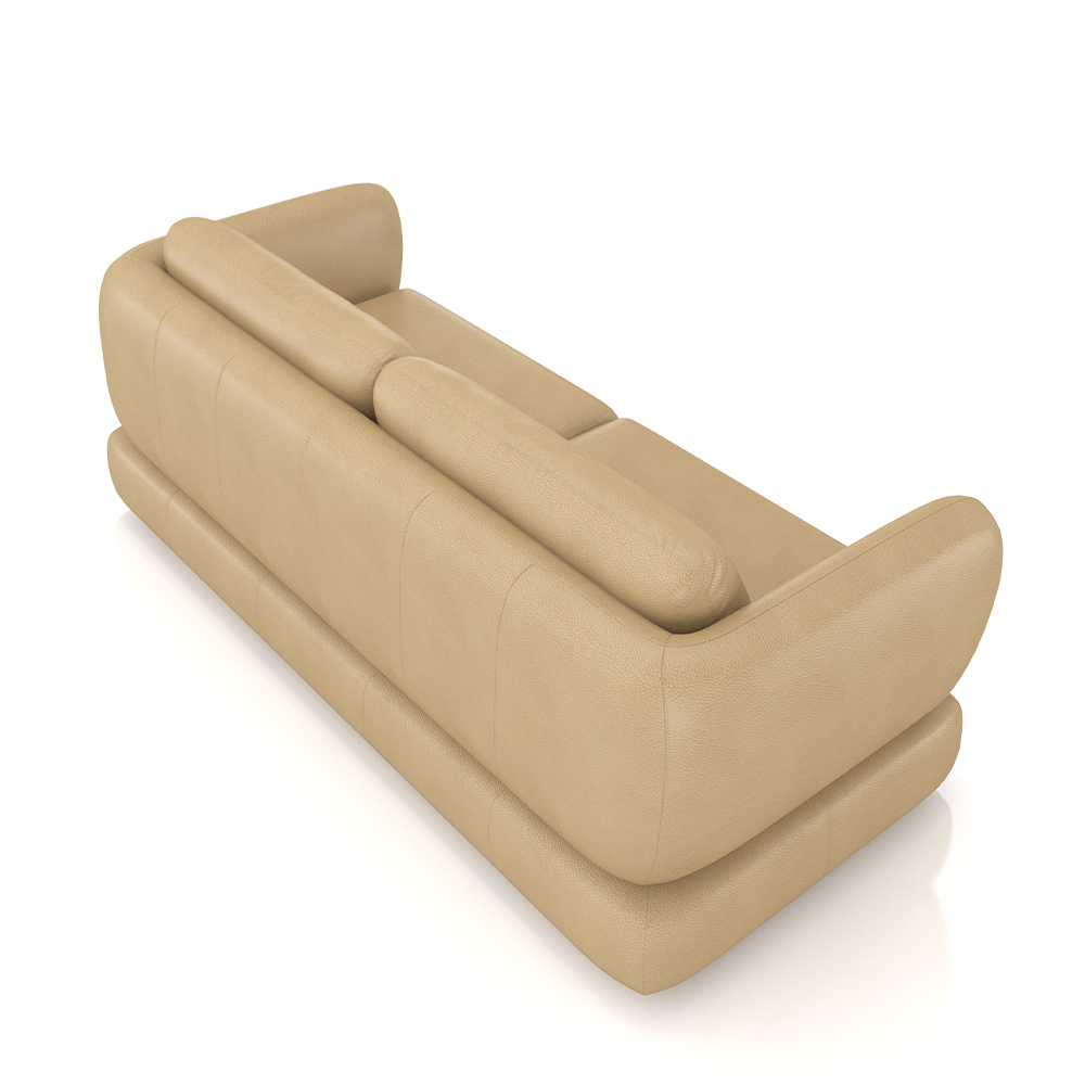 Sofá Living 3 Lugares 245cm Pés Madeira Dalian Couro Bege G52 - Gran Belo