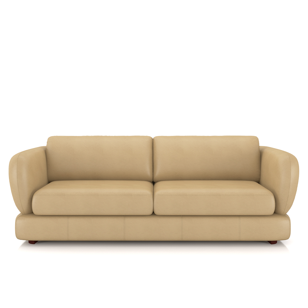 Sofá Living 3 Lugares 265cm Pés Madeira Dalian Couro Bege G52 - Gran Belo